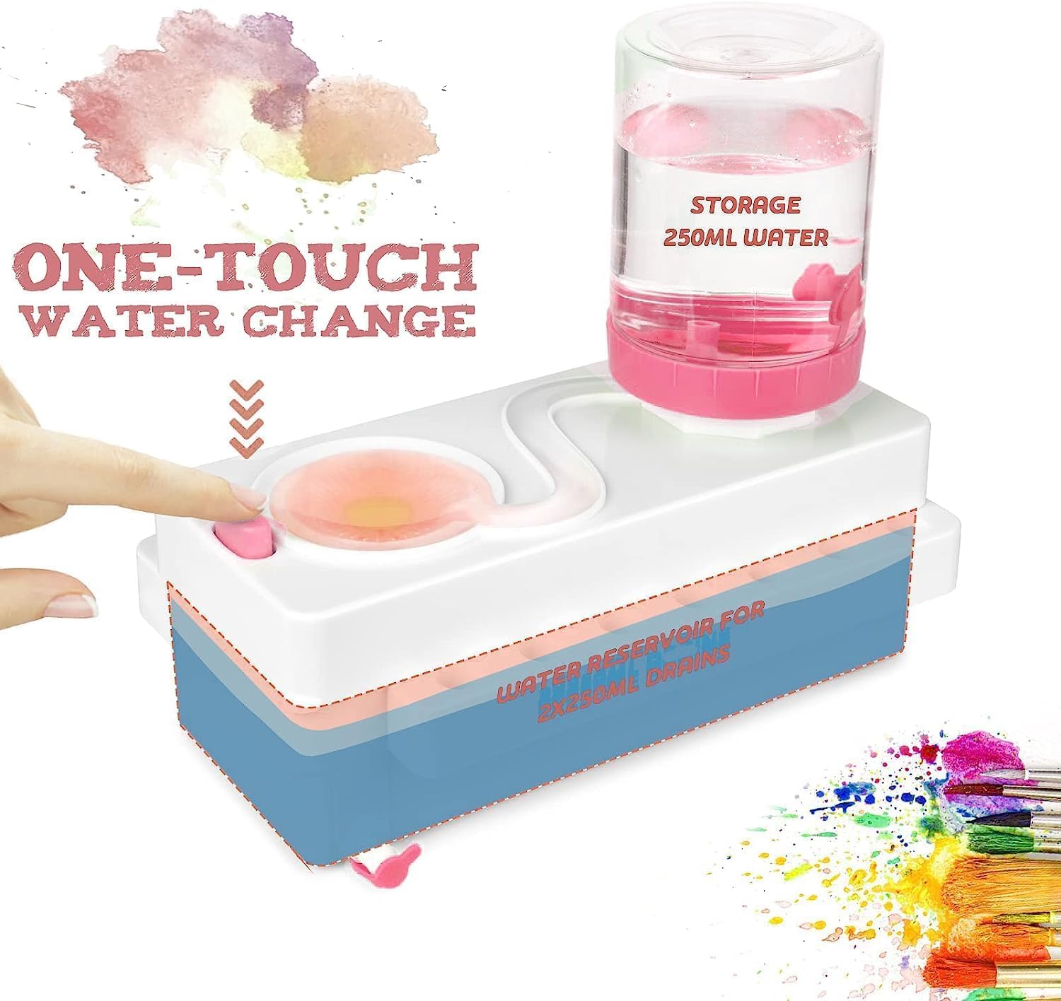 Synthetic Paint Brush Cleaner Set -Brush Rinser Auto Water Dispensing for Acrylic, Watercolor & Water-Based Paints, Paint Brush Washer, Painting Water Dispenser-Random Colour