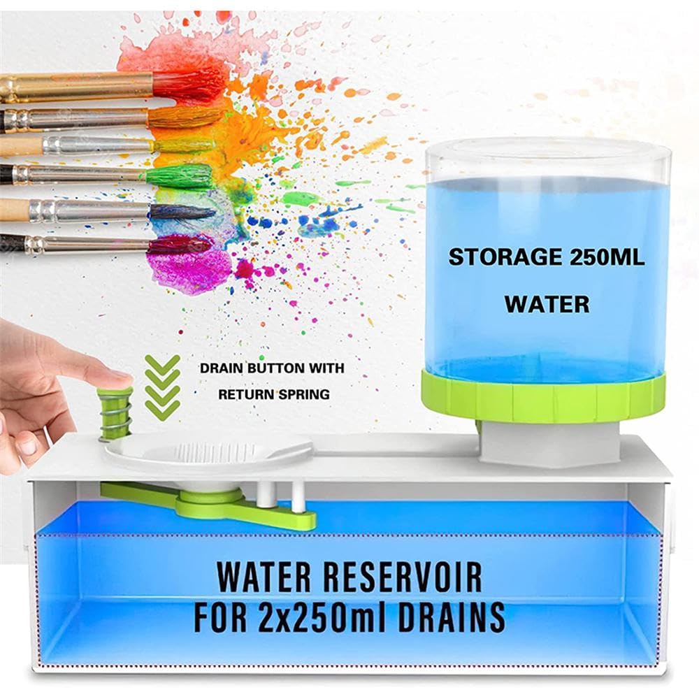 Synthetic Paint Brush Cleaner Set -Brush Rinser Auto Water Dispensing for Acrylic, Watercolor & Water-Based Paints, Paint Brush Washer, Painting Water Dispenser-Random Colour