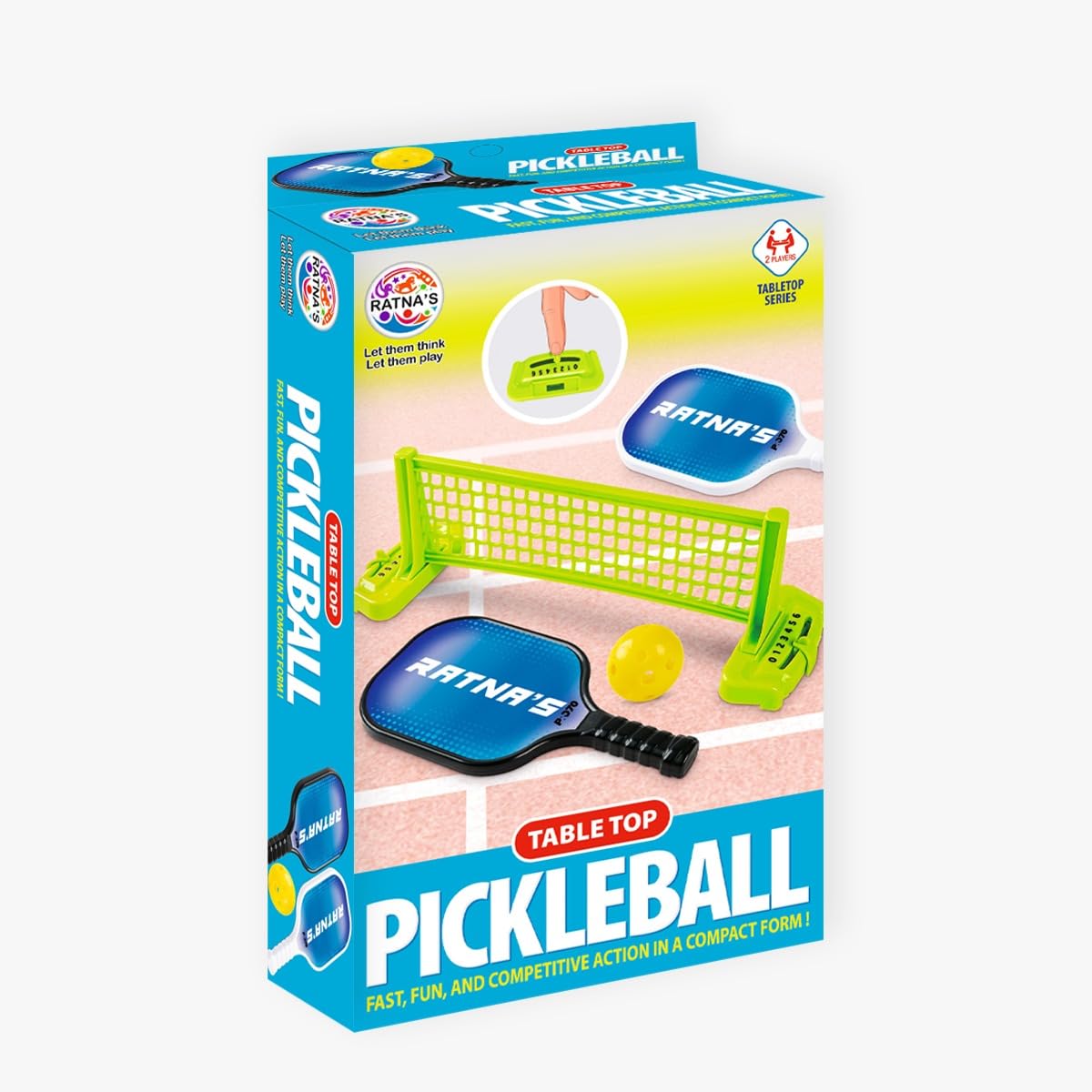 Table Top Pickleball Set, 2 Paddles, 2 Balls, 23 cm Net with Score Counter, Miniature Game for Kids