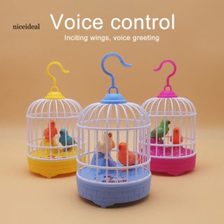 Talking Bird Cage Toy - Voice Controlled Music Cage Bird