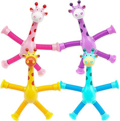 Telescopic Suction Cup Giraffe Toy, LED Telescopic Pipe with Suction Cup, Shape-Changing Stretch Tube