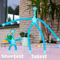 Telescopic Suction Cup Giraffe Toy, LED Telescopic Pipe with Suction Cup, Shape-Changing Stretch Tube