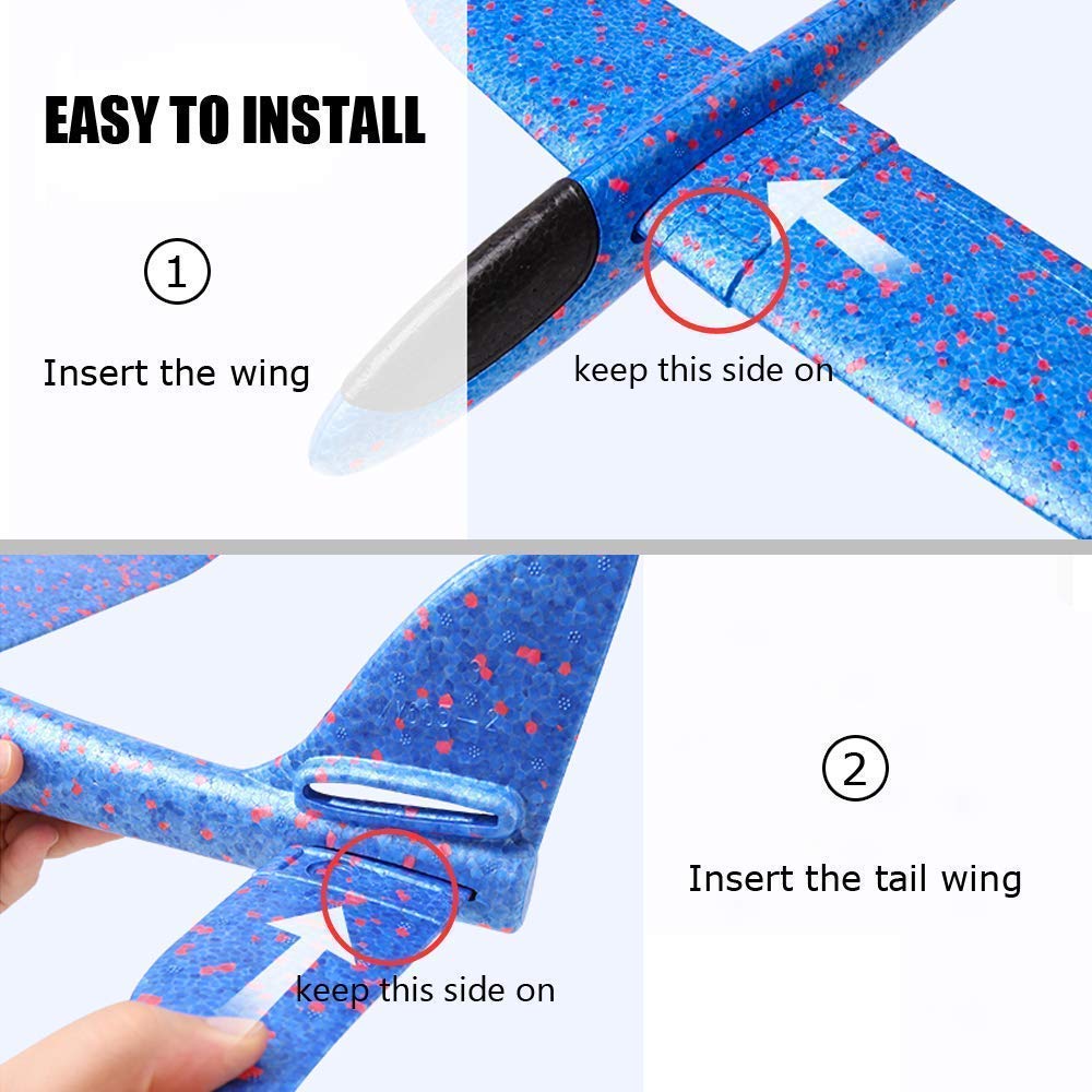 Throwing Foam Plane Without Lights 17.5inch Dual Flight Mode, Aeroplane Gliders - Any 1