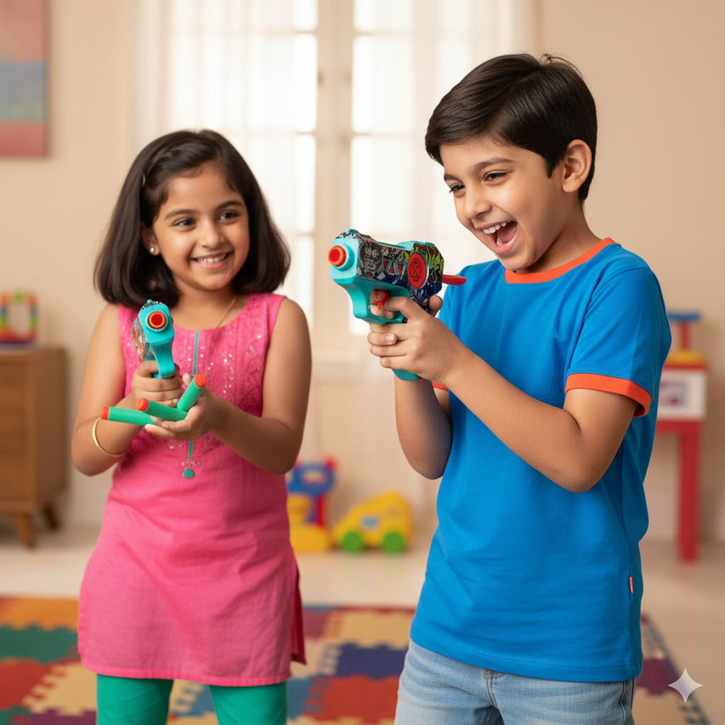 Printed thunder Strike Foam Dart Gun Toy with 6 Soft Bullets-Mini Blaster Toy Gun