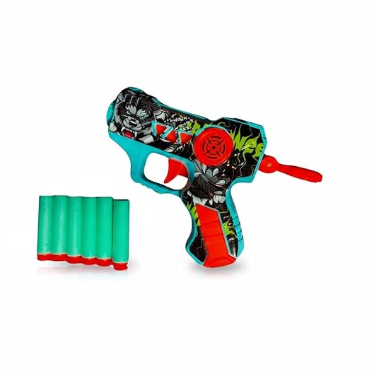 Printed thunder Strike Foam Dart Gun Toy with 6 Soft Bullets-Mini Blaster Toy Gun