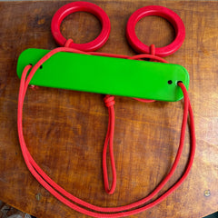 Toystorey Kids Trapeze Swing Bar with Rings and Hanging Rope - FREE S-Hook