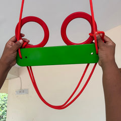 Toystorey Kids Trapeze Swing Bar with Rings and Hanging Rope - FREE S-Hook