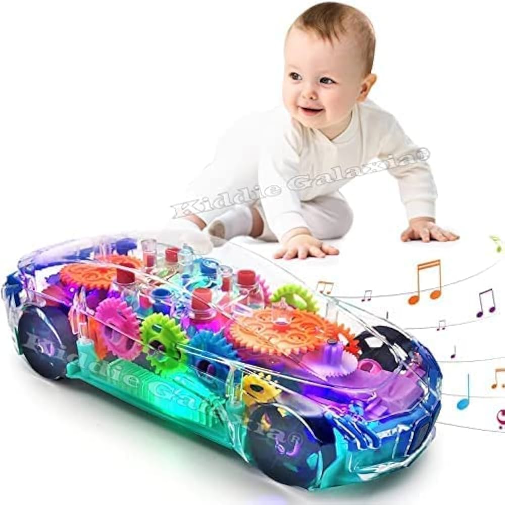 Transparent Gear Concept Racing Car with Light & Sound 360 Degrees Rotating Bump
