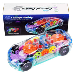 Transparent Gear Concept Racing Car with Light & Sound 360 Degrees Rotating Bump