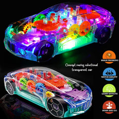 Transparent Gear Concept Racing Car with Light & Sound 360 Degrees Rotating Bump