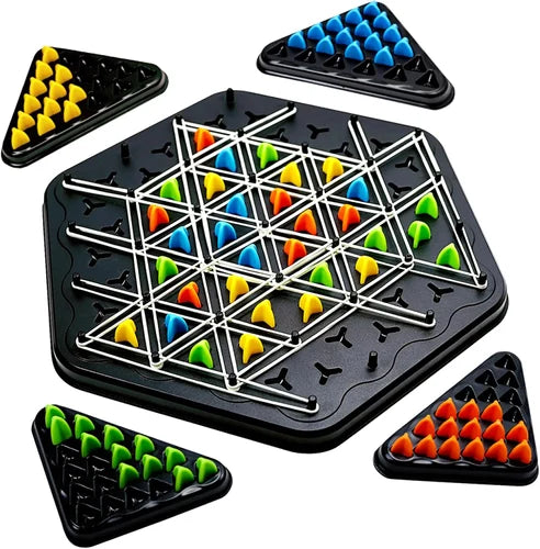 Triangle Chess Game, Triggle Elastic Band Game, Family Games - 2 To 4 Players