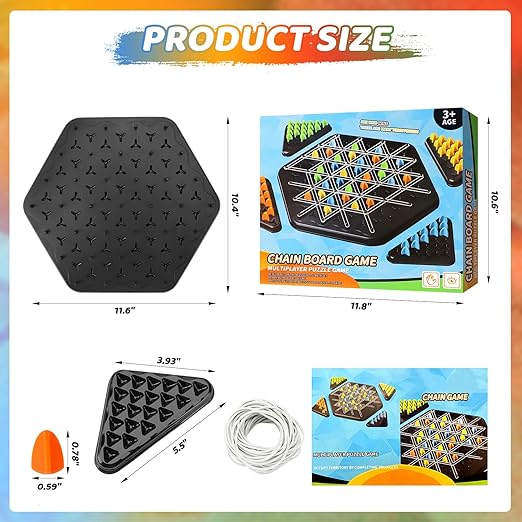 Triangle Chess Game, Triggle Elastic Band Game, Family Games - 2 To 4 Players