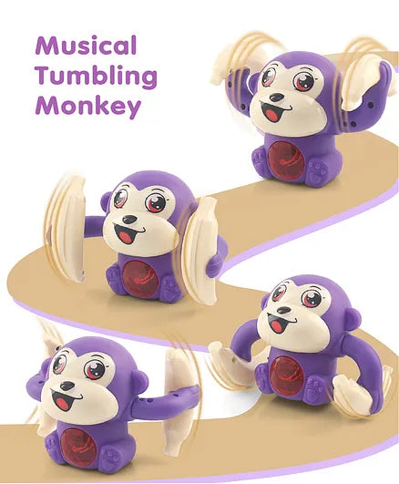Tumbling Monkey Musical Spinning Rolling Toy For Babies - With Voice Control , Music, Light and sound