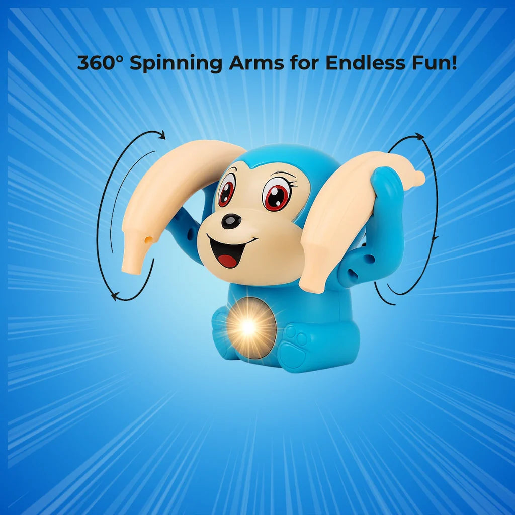 Tumbling Monkey Musical Spinning Rolling Toy For Babies - With Voice Control , Music, Light and sound