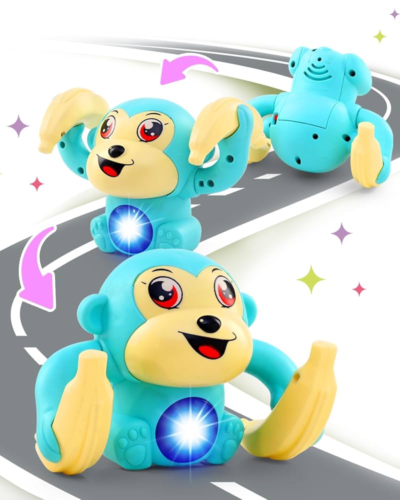 Tumbling Monkey Musical Spinning Rolling Toy For Babies - With Voice Control , Music, Light and sound
