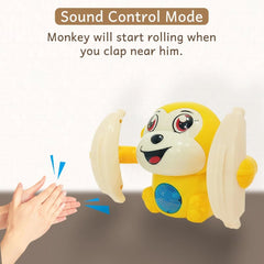 Tumbling Monkey Musical Spinning Rolling Toy For Babies - With Voice Control , Music, Light and sound
