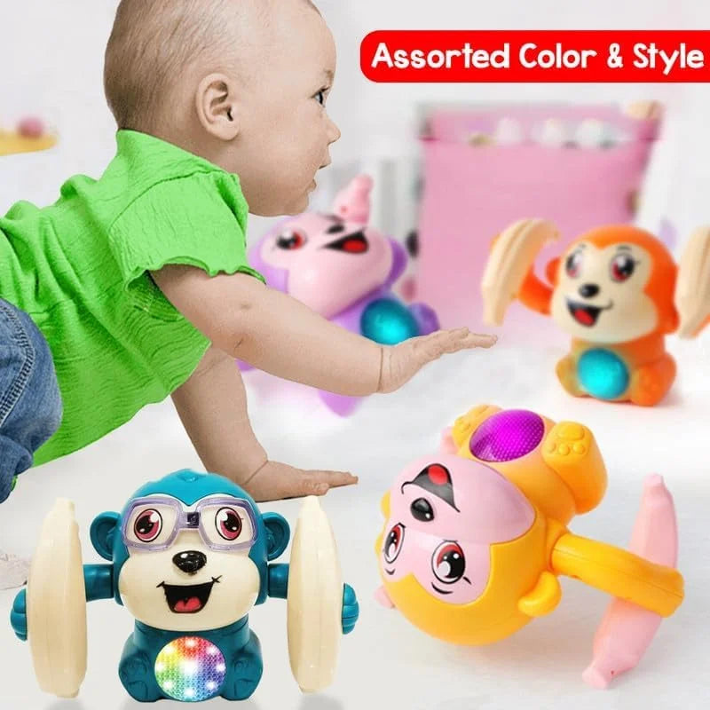 Tumbling Monkey Musical Spinning Rolling Toy For Babies - With Voice Control , Music, Light and sound