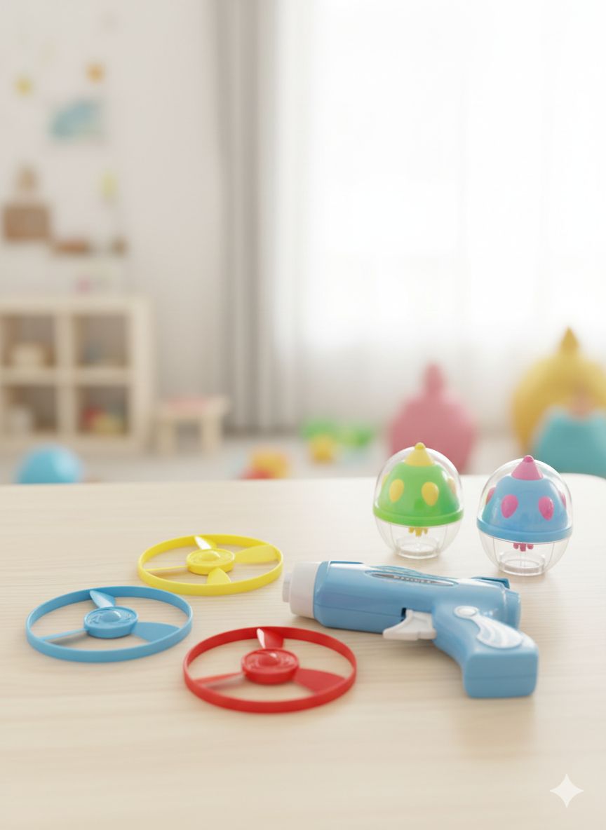 UFO Gyro Gun -with 4 spinner and 2 Flash Top