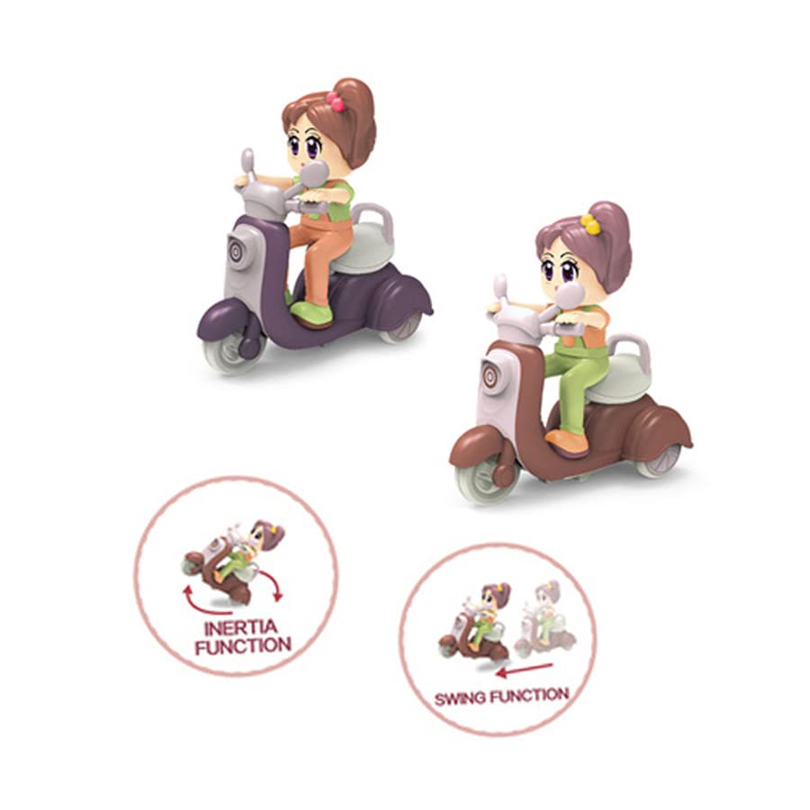 Unbreakable Push and Go Bike Friction Powered Cartoon Scooter with Cute Girl Doll Rider-Any 1