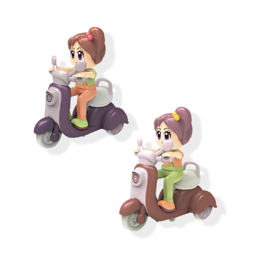 Unbreakable Push and Go Bike Friction Powered Cartoon Scooter with Cute Girl Doll Rider-Any 1