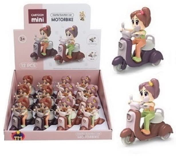 Unbreakable Push and Go Bike Friction Powered Cartoon Scooter with Cute Girl Doll Rider-Any 1