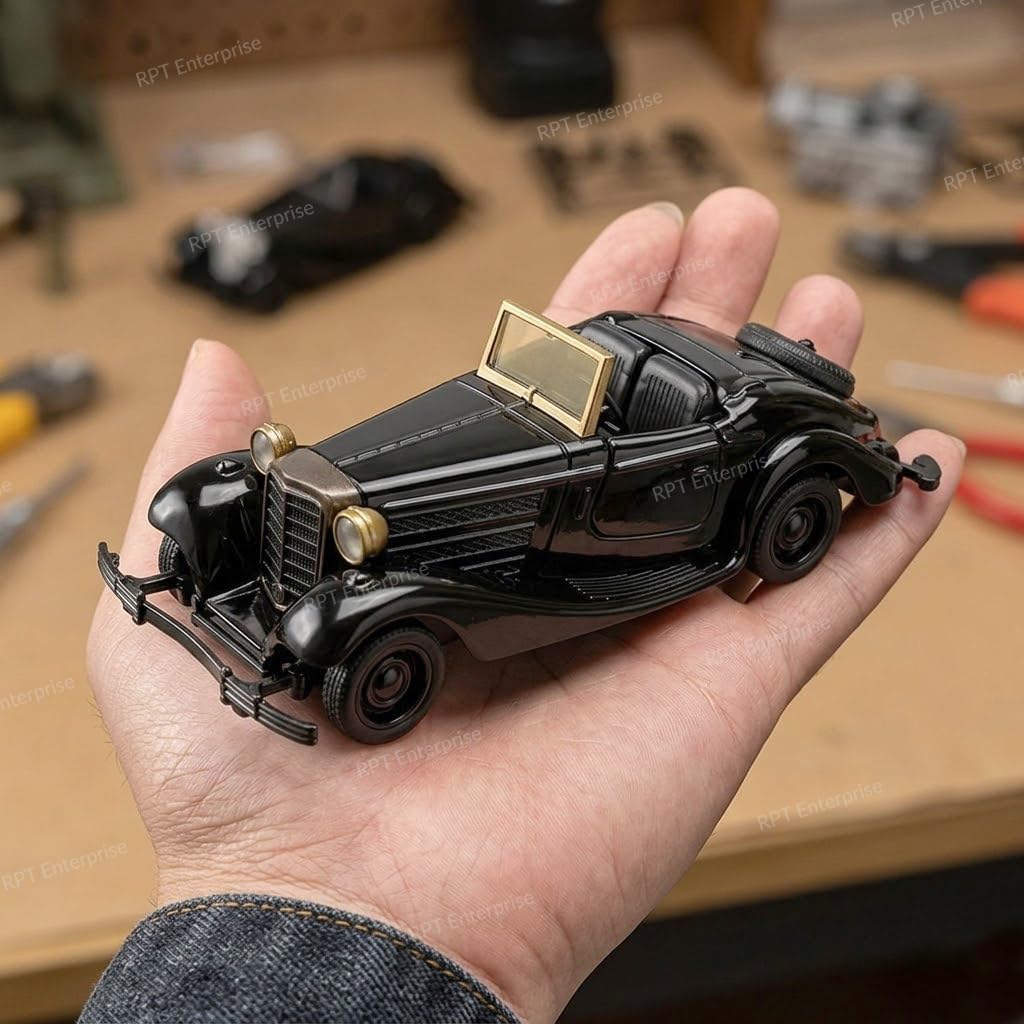 Vintage Toy Car Classic Die Cast Metal Pull Back Car with Lights and Sounds