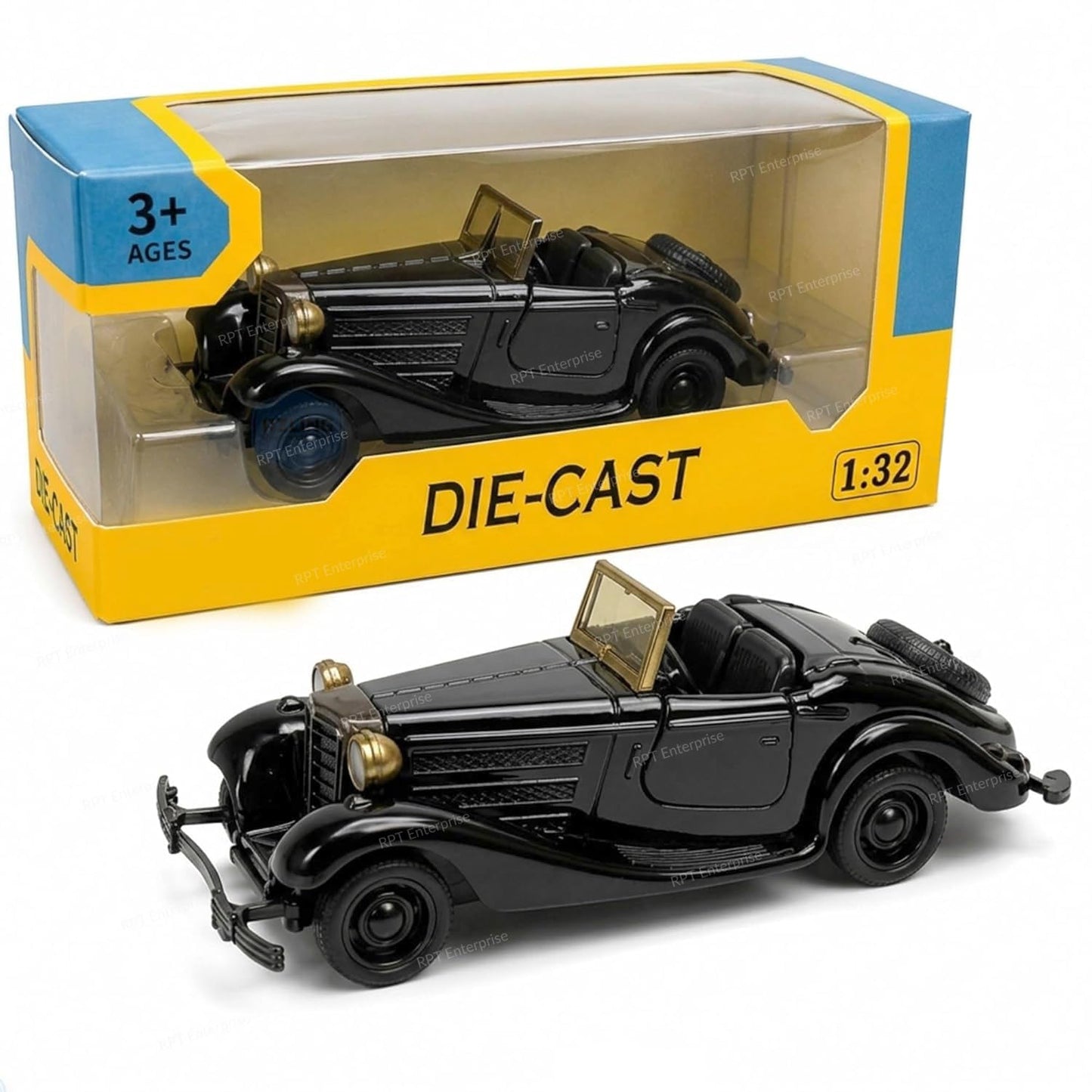 Vintage Toy Car Classic Die Cast Metal Pull Back Car with Lights and Sounds