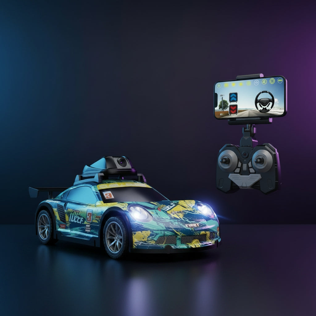 WIFI REAL TIME RC CAR, FPV Camera Racing Car 4CH PVC Drift Car Real-time Video Take Photos With Lights