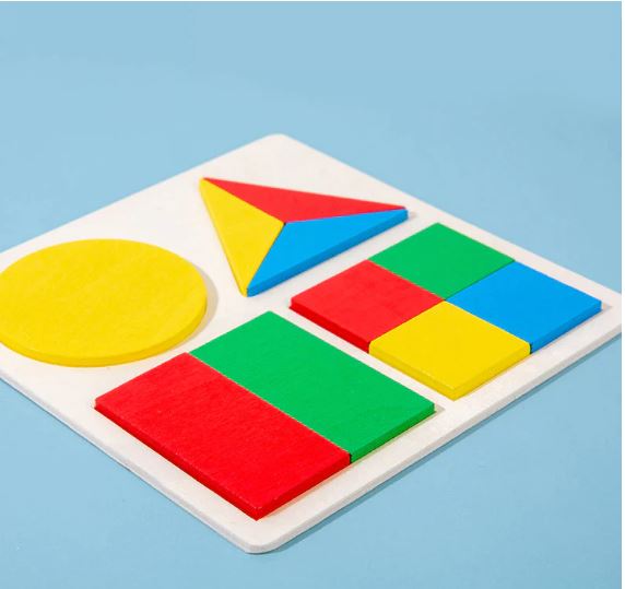 WOODEN 3D FRACTION SHAPES PUZZLE BOARD -Square Pack of 1