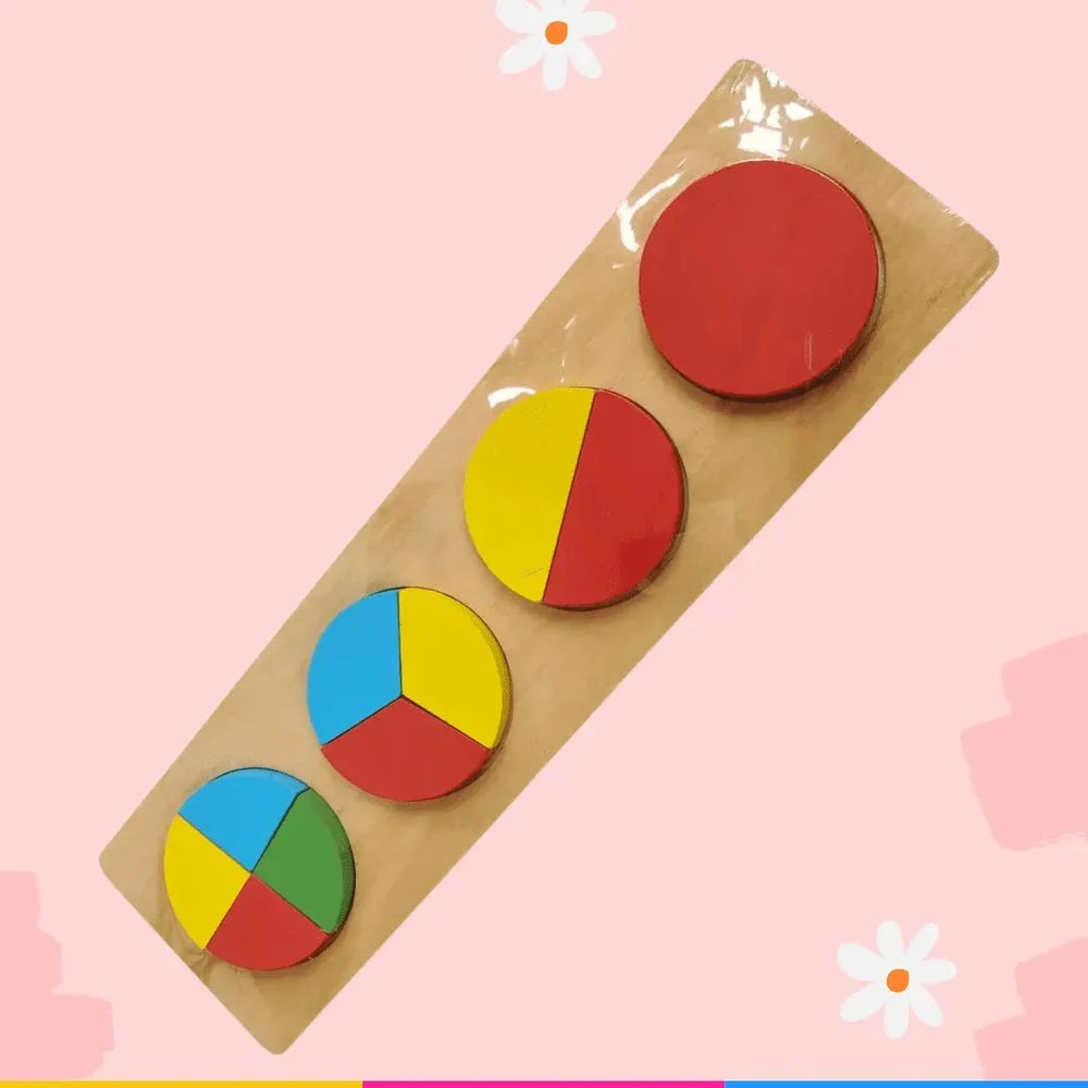 WOODEN 3D FRACTION SHAPES PUZZLE BOARD -Rectangle Pack of 1