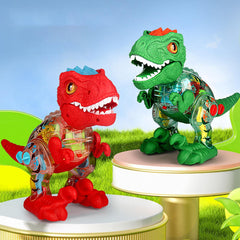 Walking DIY Dinosaur Transparent Gear Toy with Light & Sound