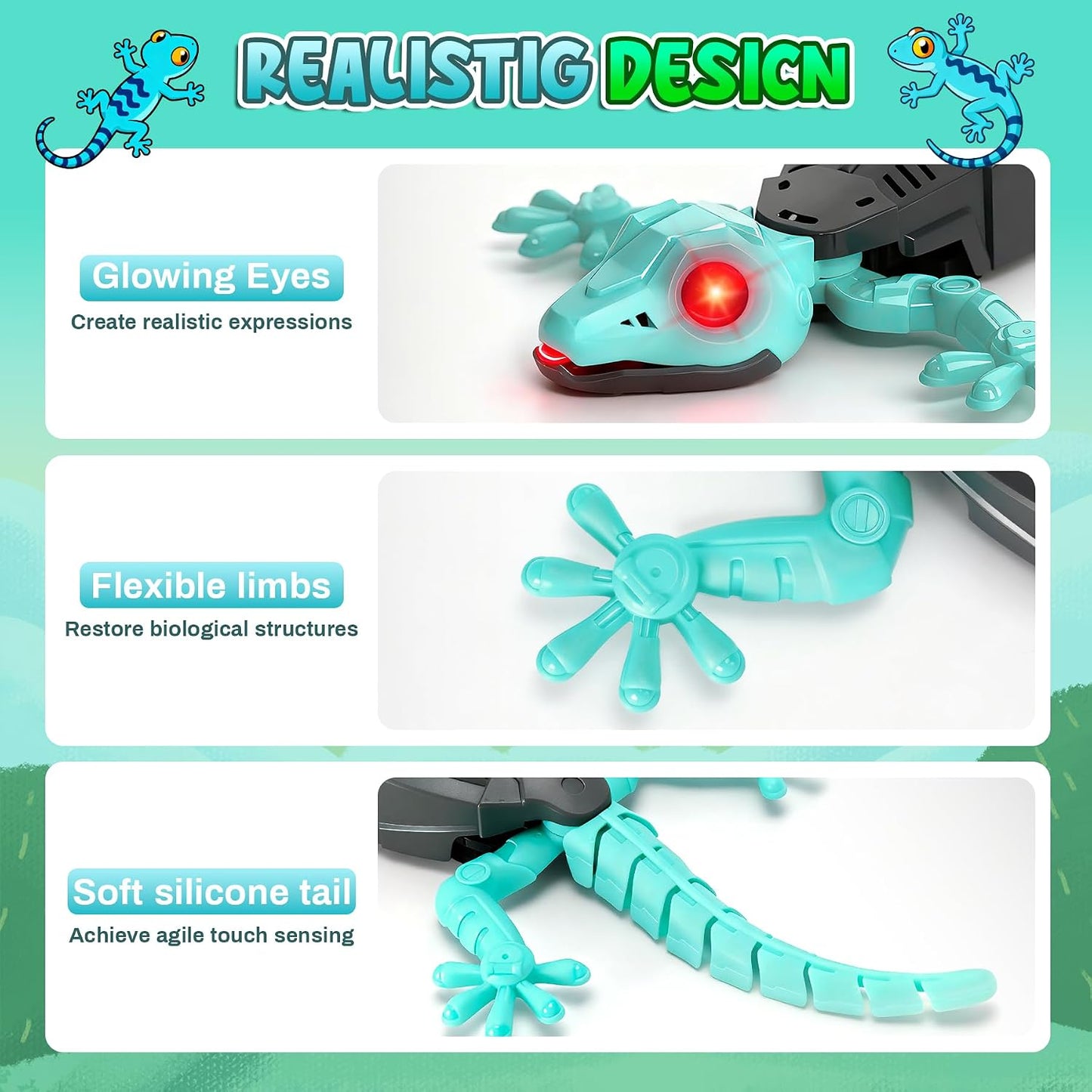 Wall Mounted Moving Lizard, Remote Control Rechargeable Lizard, 360° Rotation Remote Control Lizard Toy
