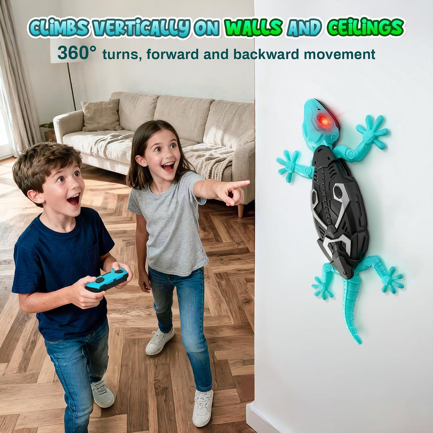 Wall Mounted Moving Lizard, Remote Control Rechargeable Lizard, 360° Rotation Remote Control Lizard Toy