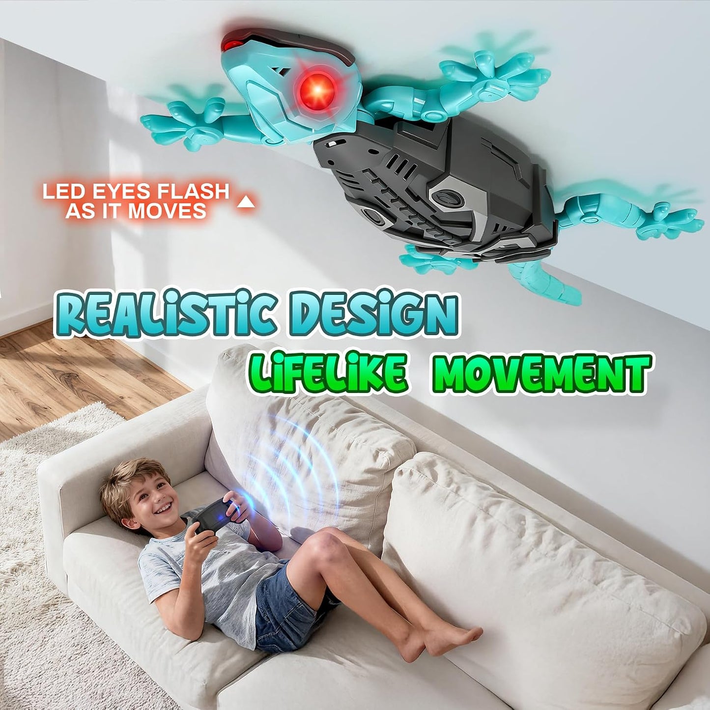Wall Mounted Moving Lizard, Remote Control Rechargeable Lizard, 360° Rotation Remote Control Lizard Toy