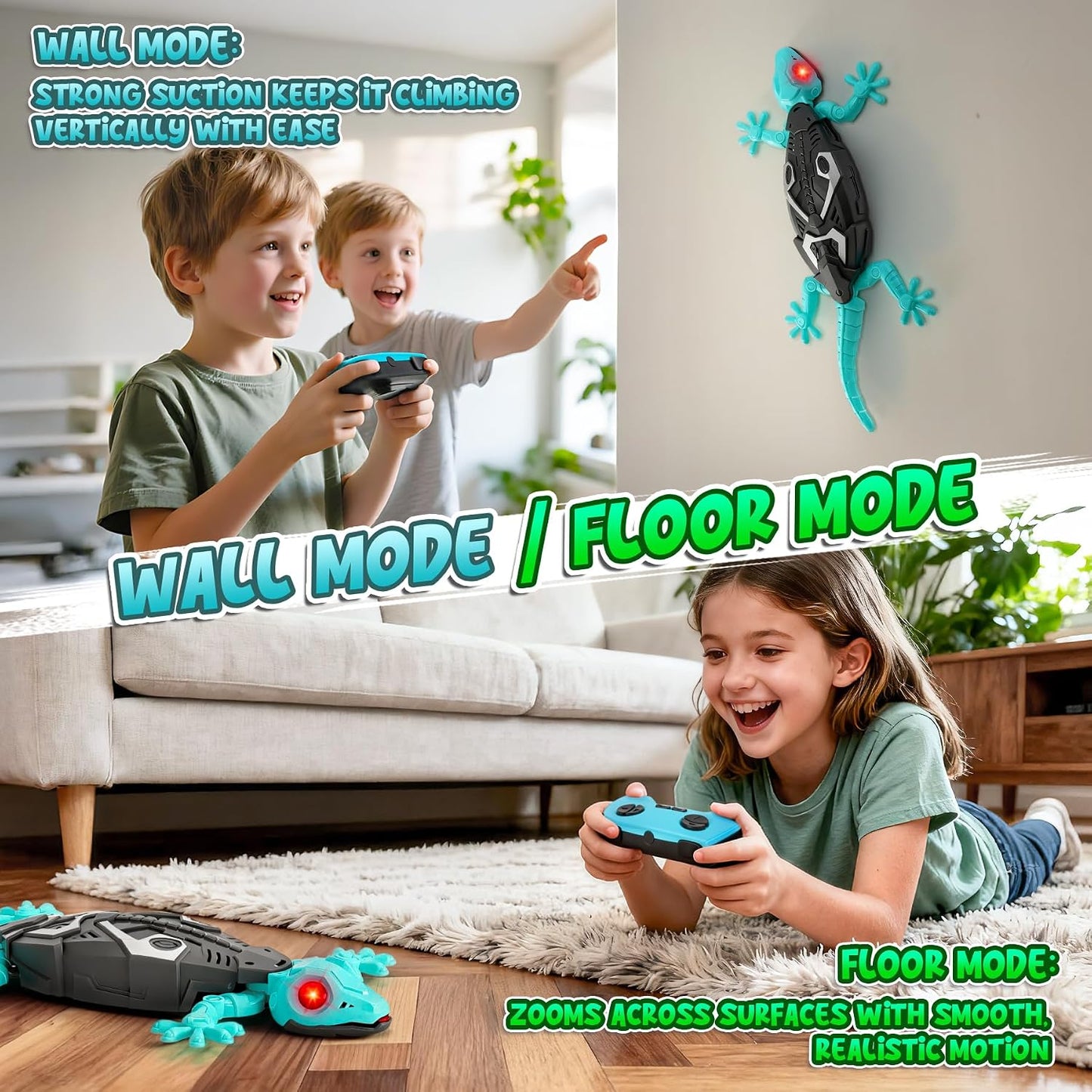 Wall Mounted Moving Lizard, Remote Control Rechargeable Lizard, 360° Rotation Remote Control Lizard Toy