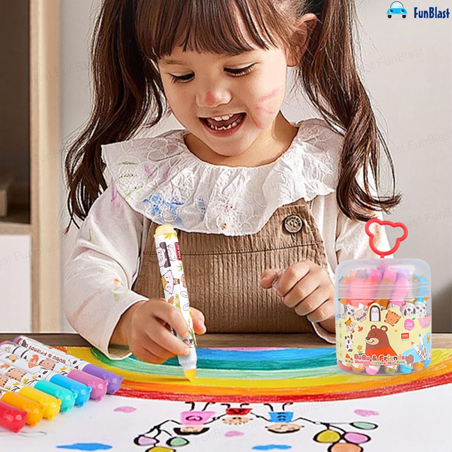 Washable Water Colour Pens,Colour Sketch Pens Set for Kids, Cute Art Supplies (24 Pieces)