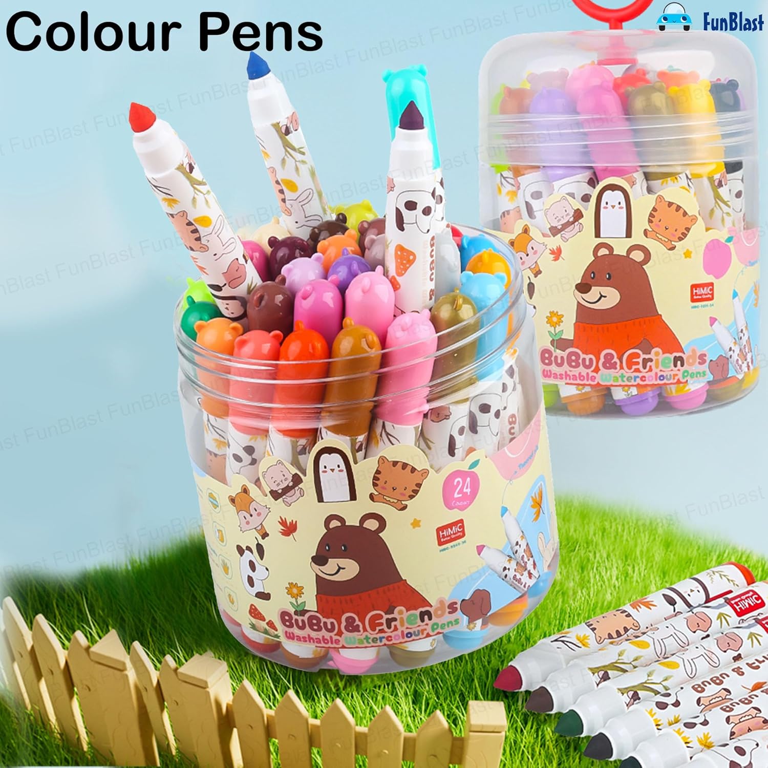 Washable Water Colour Pens,Colour Sketch Pens Set for Kids, Cute Art Supplies (24 Pieces)