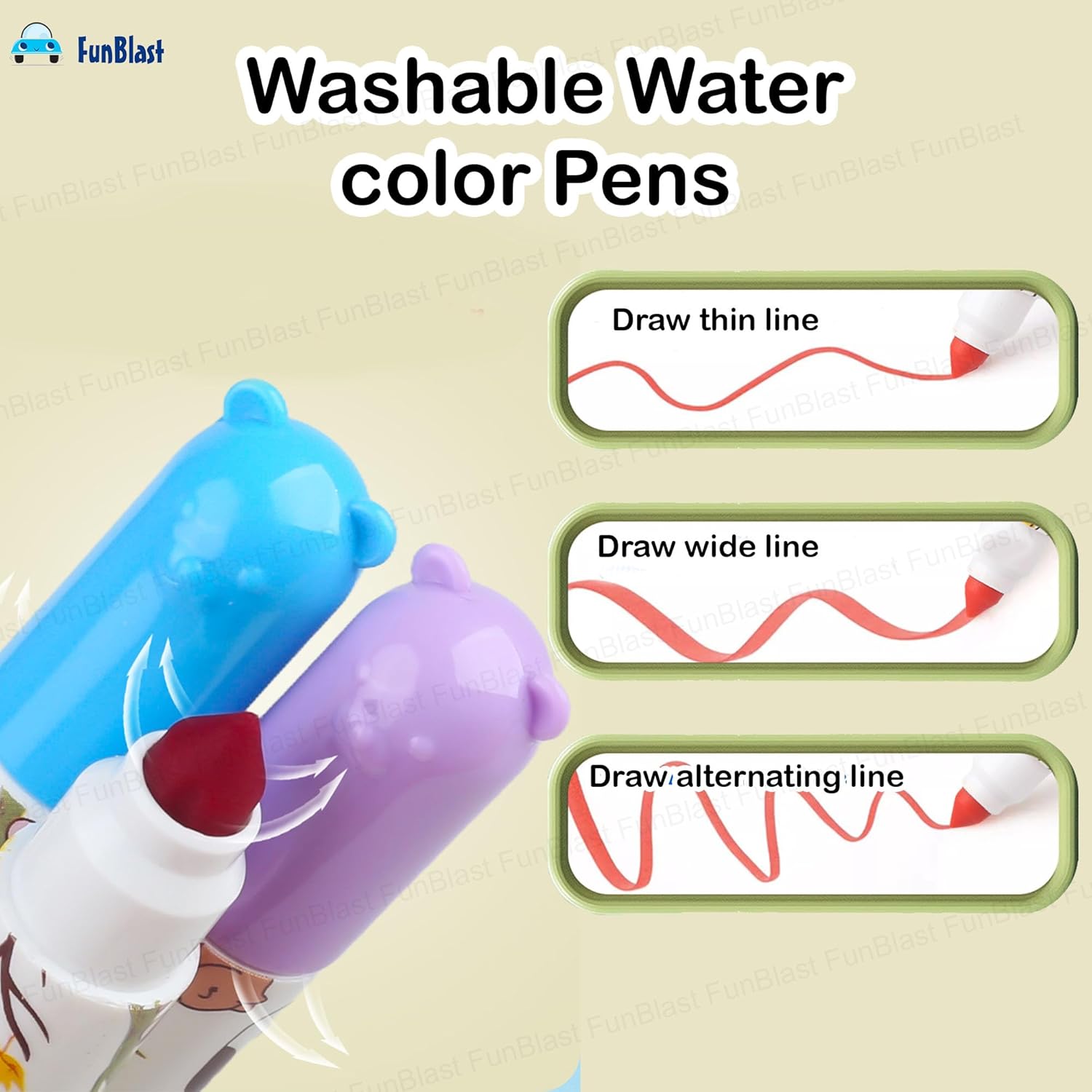 Washable Water Colour Pens,Colour Sketch Pens Set for Kids, Cute Art Supplies (24 Pieces)