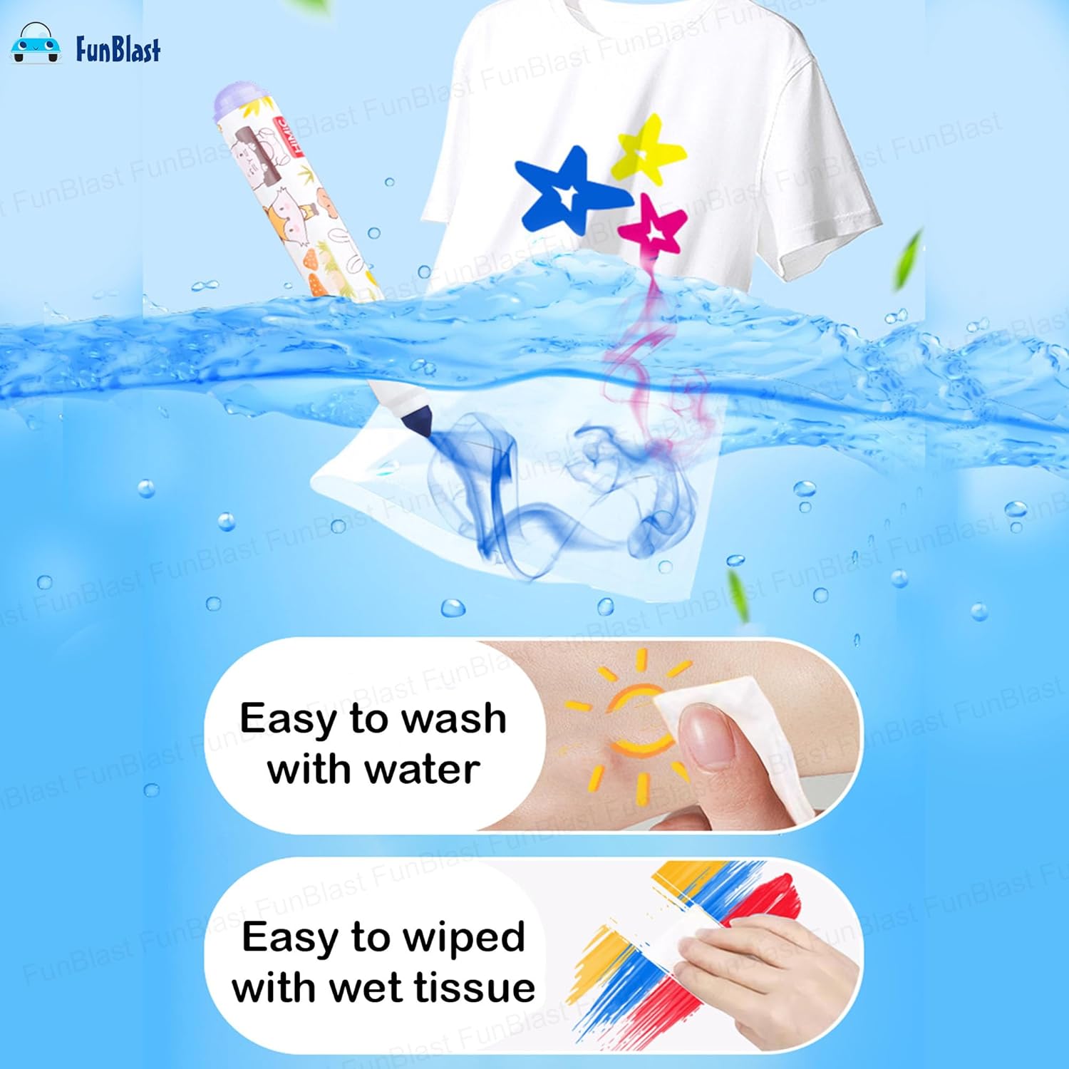Washable Water Colour Pens,Colour Sketch Pens Set for Kids, Cute Art Supplies (24 Pieces)