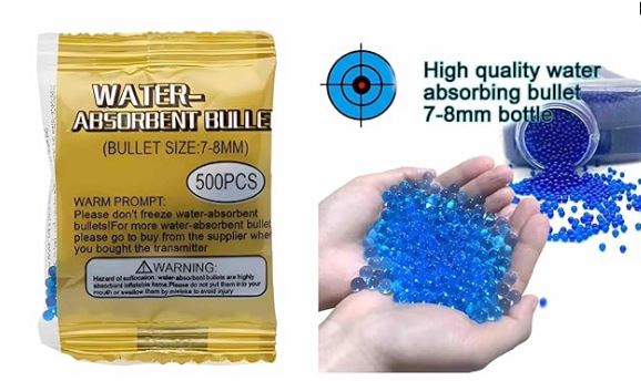 Water-Absorbent Orby Gel Balls 7-8mm - 500 pieces Blue Hydrogel Bullets