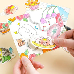 Watercolor Painting Book Set – DIY Graffiti Coloring Note-Book with Watercolor - Random Design