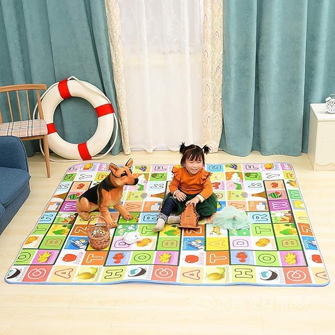Waterproof Double Side Play mat for Babies Crawling Mat for Kids (Large Size Random Print) with Zip Bag (120 cm x 180cm) (6 feet *4feet)