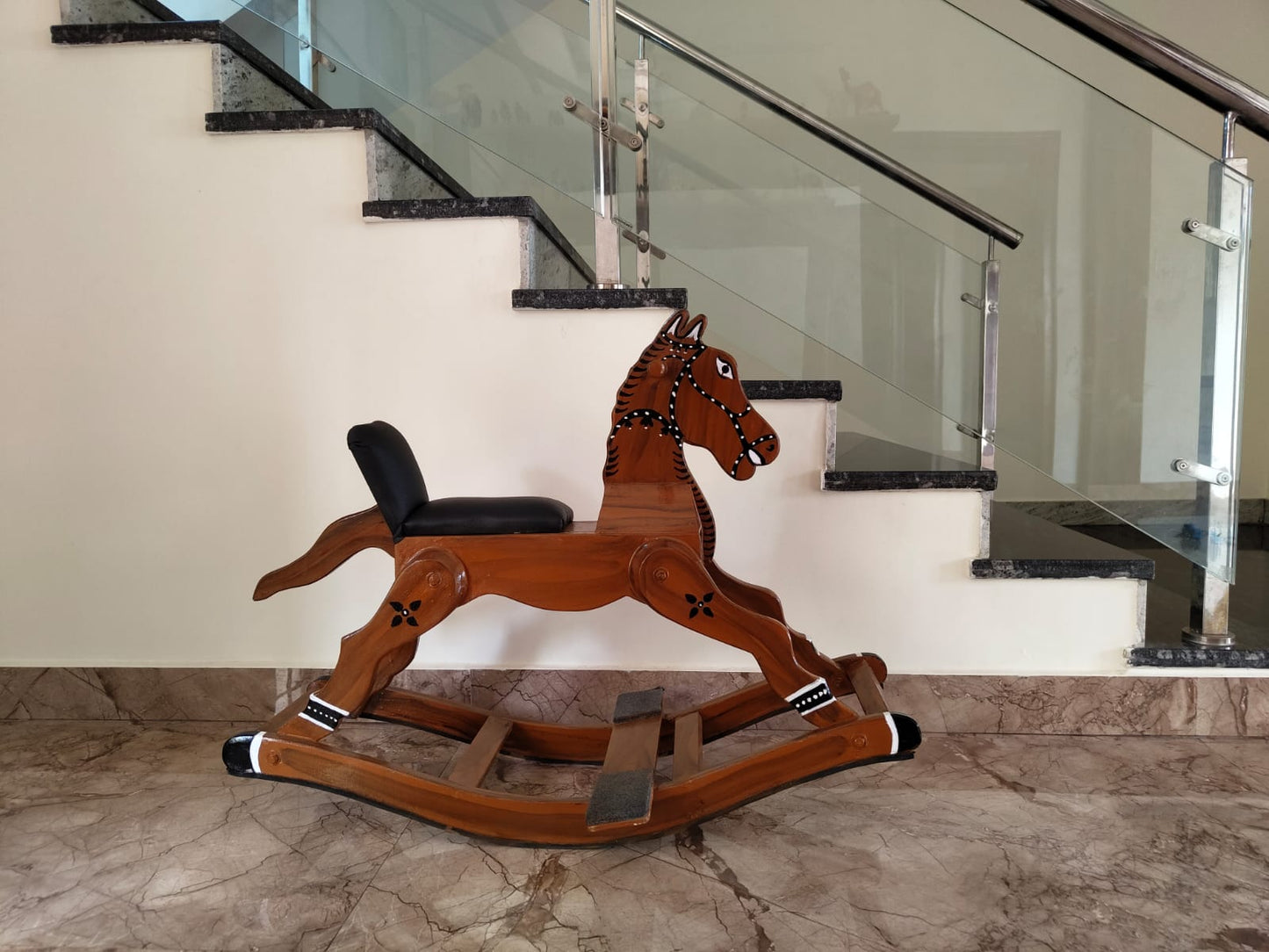 Colourful Kids Artistic Rocking Horse - Brown (Dispatch Time minimum 30 days)-Read Description