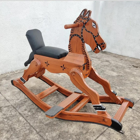 Colourful Kids Artistic Rocking Horse - Brown (Dispatch Time minimum 30 days)-Read Description