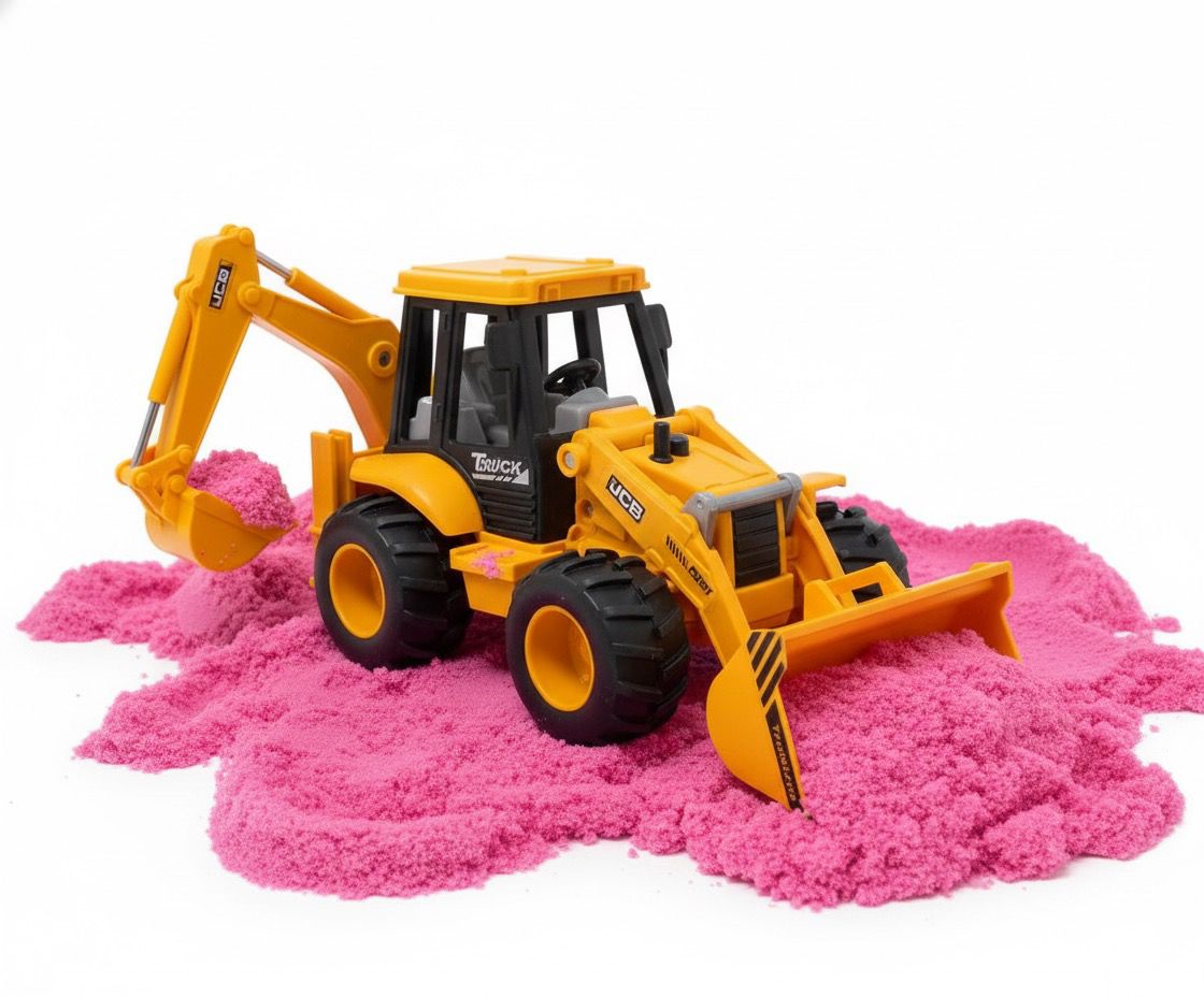 ScreenFree Toy Combo - Unbreakable JCB Toy and Kinetic Sand Any color