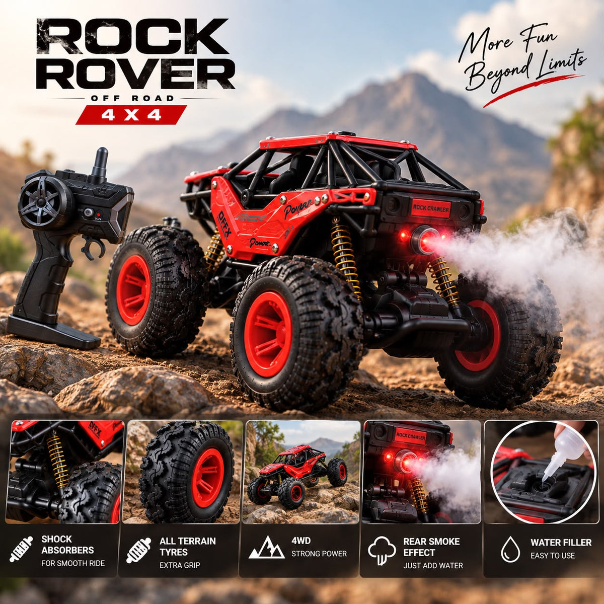 Rock Rover Offroad 4*4 RC Car with Smoke Effect