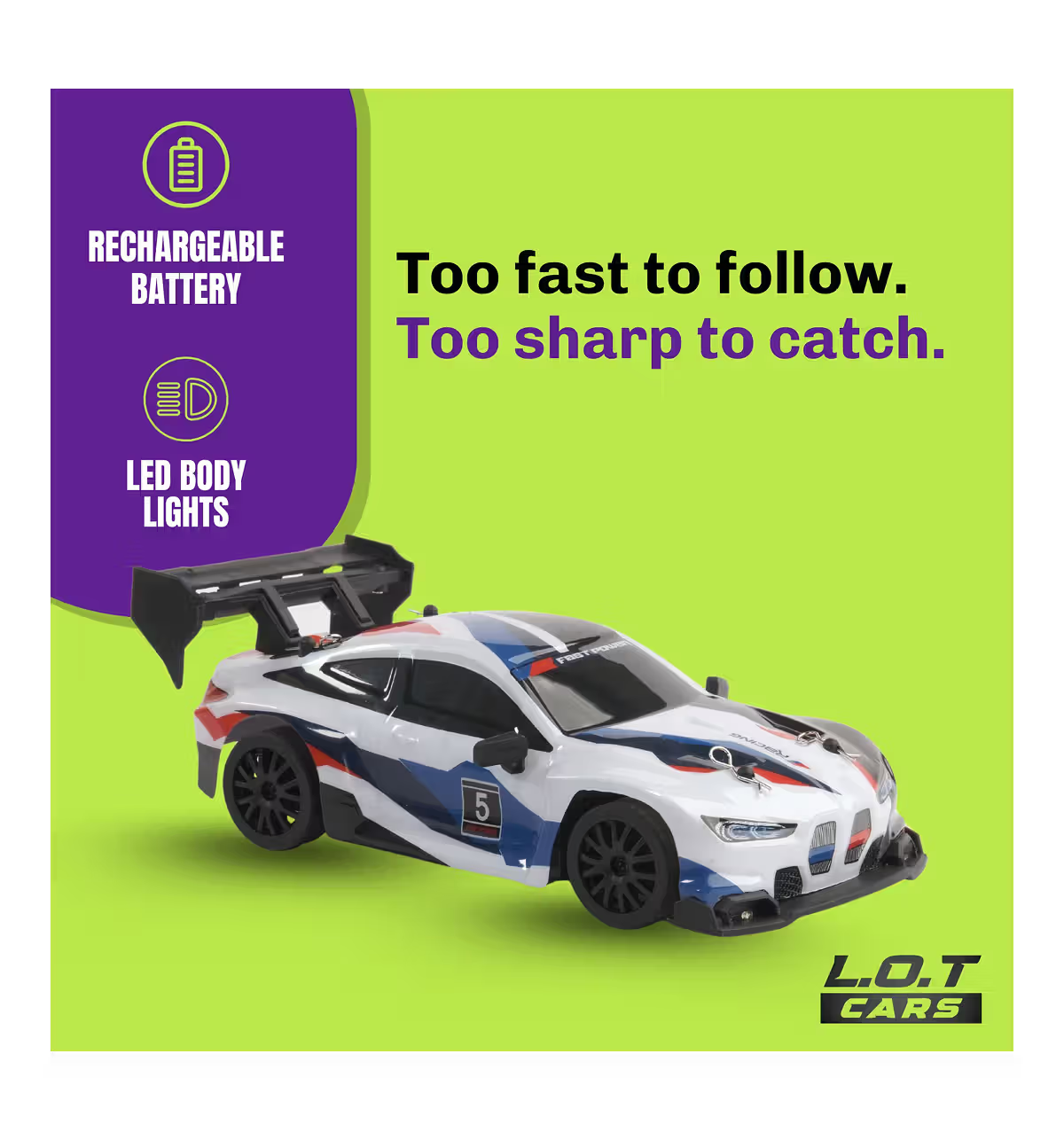 BMW White - 1:24 Scale RC Drift Car,4WD 2.4GHz High Speed Racing Hobby Sport Toy Car Vehicle with LED Lights,Racing and Drift Wheels for Adult Boys Girls Kids Gift (8607-White)