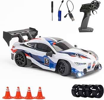 BMW White - 1:24 Scale RC Drift Car,4WD 2.4GHz High Speed Racing Hobby Sport Toy Car Vehicle with LED Lights,Racing and Drift Wheels for Adult Boys Girls Kids Gift (8607-White)