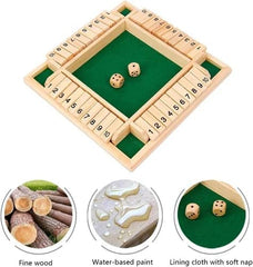 White Wooden Shut The Box Dice Game | 4 Player Board Game | Educational Math Learning Toy | Table Top Game for The Party Family | Traditional Number Game
