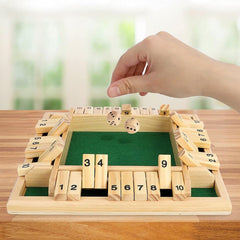White Wooden Shut The Box Dice Game | 4 Player Board Game | Educational Math Learning Toy | Table Top Game for The Party Family | Traditional Number Game